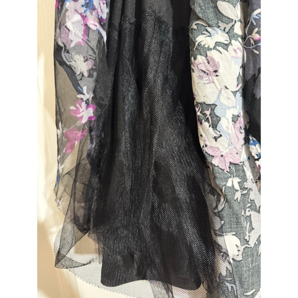Women's Torrid Plus 1X Black Purple Floral Mesh A-Line Skirt - Picture 8 of 11